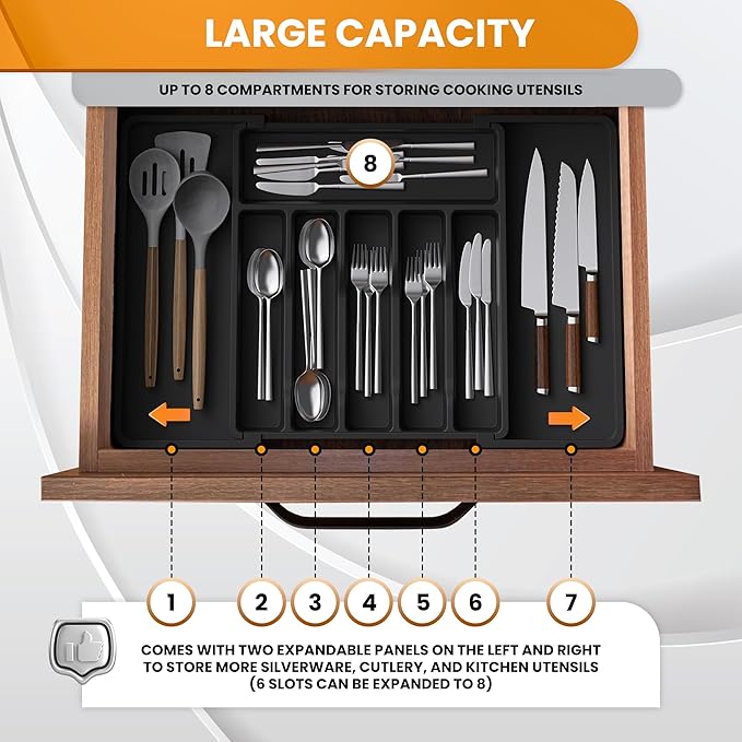 Adjustable Silverware Drawer Organizer - Kitchen Organizer and Storage - Silverware and Utensil Organizer-NeatNest