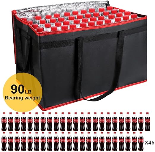 2 Pack XXXL Insulated Food Delivery Bag Black Red Cooler Bags Keep Food Warm Catering Therma for doordash Catering Cooler Bags Keep Food Warm Catering Therma Catering Shopper hot XXXL-NeatNest