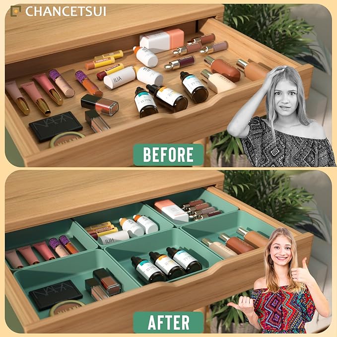 CHANCETSUI Square Makeup Countertop Organizer Holder : Stackable Vanity Trays for Bathroom Storage-NeatNest