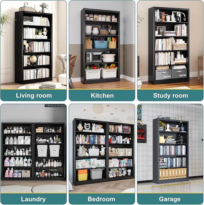 Shoe Cabinet,5 Tiers Heavy Duty Metal Freestanding Shoe Rack,55" Tall Shoe Rack with Open Storage Shelf for Entryway,Living Room,Garage (Black, 5 Tier-55 H*27.6" W*11.8" D)-NeatNest