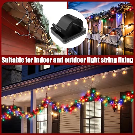 Blulu 100 Pcs Adhesive Cable Clips Bulk Wire Holder for Cord Organizer Clips Cable Management Outdoor Light Hooks for Christmas Wall String Lights Fairy Lights-NeatNest