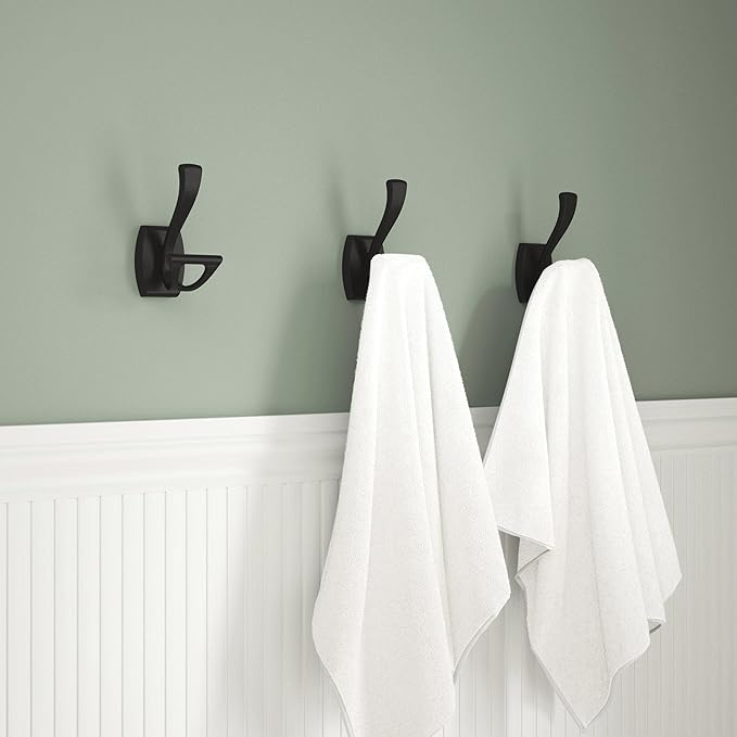 Delta Dansant (1-Pack) Towel Hooks Matte Black Double J Wall Mounted for Robes 2-Prong Holder, Bathroom Accessories DAN35-MB-NeatNest