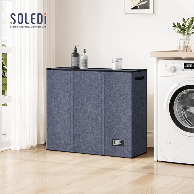 SOLEDI 180L 3-Section Laundry Hamper with Lid, Extra Large Dirty Clothes Basket with Sturdy Handles for Laundry Room & Bedroom - Durable Organizer for Sorting Laundry-NeatNest
