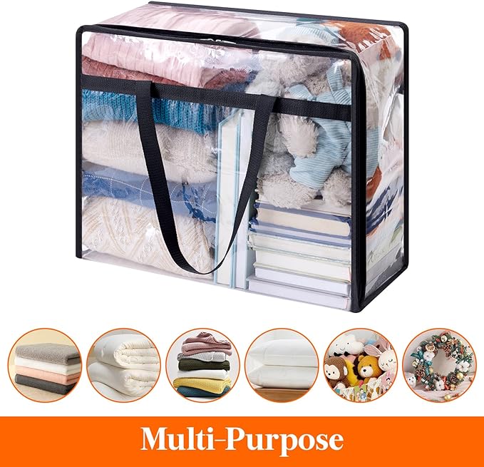 Lifewit 20 Pack Clear Clothes Storage Bags, 40L Plastic Blanket Storage Bag, Vinyl Foldable Moving Bags with Zipper, Closet Organizers and Storage Containers for Bedding, Duvet, Comforter-NeatNest