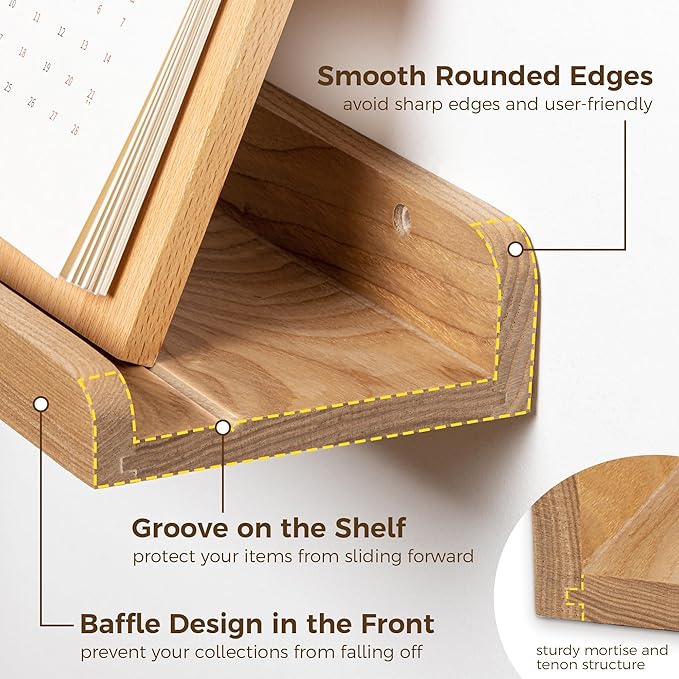 72 Inch Floating Shelves for Wall | Natural Wood Ledge Shelf Set of 2 | Solid Ash Wood Picture Ledge Shelves with Lip | Picture Shelf for Wall with Ledge | Photo Ledge Shelves-NeatNest