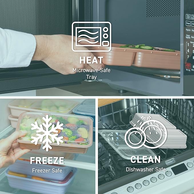 Bentgo 20-Piece Lightweight, Durable, Reusable BPA-Free 2-Compartment Containers - Microwave, Freezer, Dishwasher Safe - Mint-NeatNest