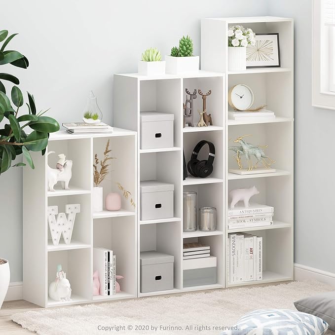 Furinno Luder Bookcase / Book / Storage , 5-Tier, White-NeatNest