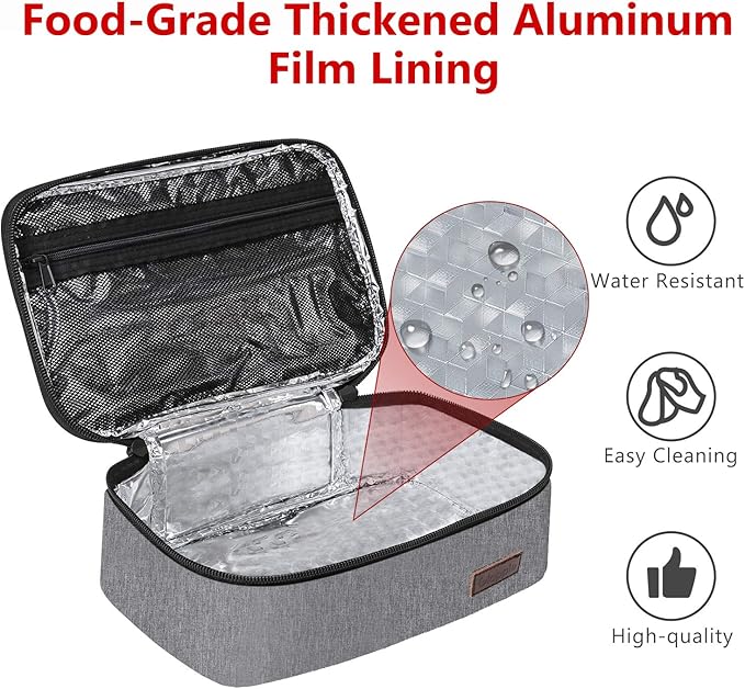 Gloppie Small Lunch Bag, Mini Lunch Box for Adults & Kids - CPC Certified, Food-Grade Lining | Portable Cooler for Work, School, Travel, (Grey)-NeatNest