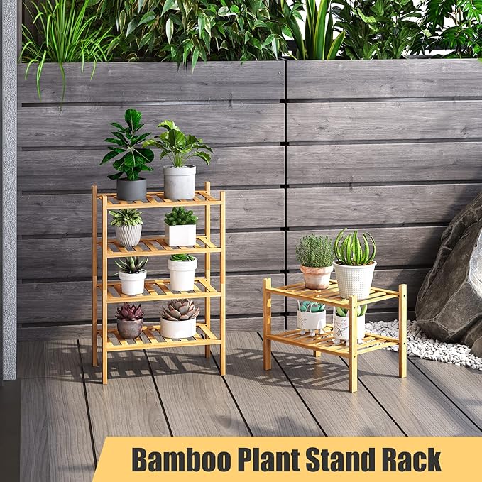 Small Shoe Rack, 4-Tier Bamboo Stackable Shoe Shelf Storage Organizer, Shoe Stand for Closet, Entryway and Hallway-NeatNest