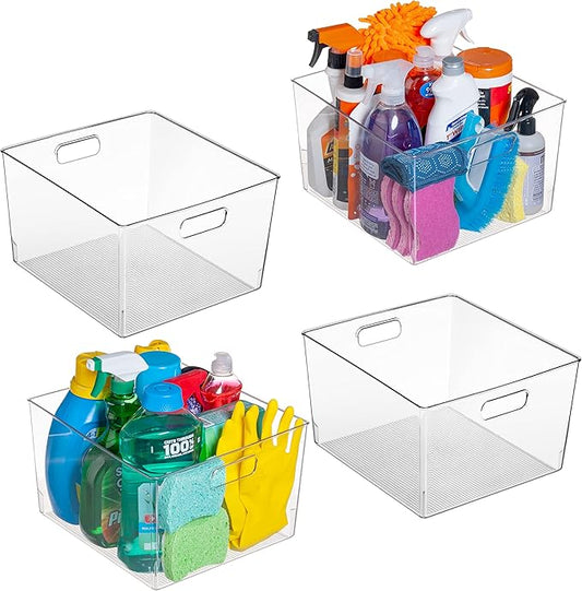 ClearSpace Clear Plastic Storage Bins – XL 4 Pack Perfect for Kitchen,Fridge, Pantry Organization, Cabinet Organizers-NeatNest