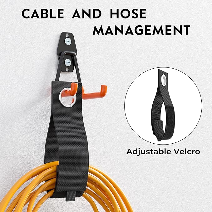 BONTEC Heavy Duty Garage Hooks, Anti-Slip Coated Black Steel with Strong Load Capacity, Multi-Sized U and J Hooks, Easy Wall Mount for Garage, Garden, Workshop (Orange, 14 Pack)-NeatNest