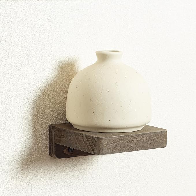 Freezing point Small Floating Shelf for Wall Set of 4 Natural Wood 4Inch Mini Wall Shelves Decor Plant Display Collectibles Mounted Kitchen Bathroom Bedroom Corner Decorative Storage Tiny Stand Coffee