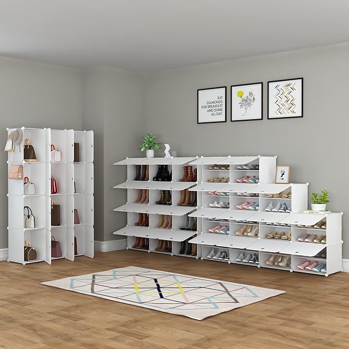HOMIDEC Shoe Storage Cabinet, 48 Pairs Shoe Rack 3 by 8 Tier Space Saving Shoe Organizer for Closet Hallway Living Room Bedroom Garage-NeatNest
