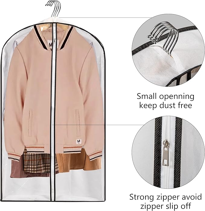 Clear Plastic Hanging Clothes Bags with 4" Gusseted Garment Bags for Storage, Suits, Coats, Sweaters, Shirts - 24" x 40" x 4"",3 Pack-NeatNest