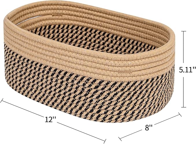 CubesLand Small Cube Shelf Closet Storage Baskets Bins Set 2,Woven Basket for Organizing/Storage, Long-lasting &Skin-friendly Storage Basket Bin,Stylish Room Decor Basket,Camel/Mixed Black Rope Basket-NeatNest