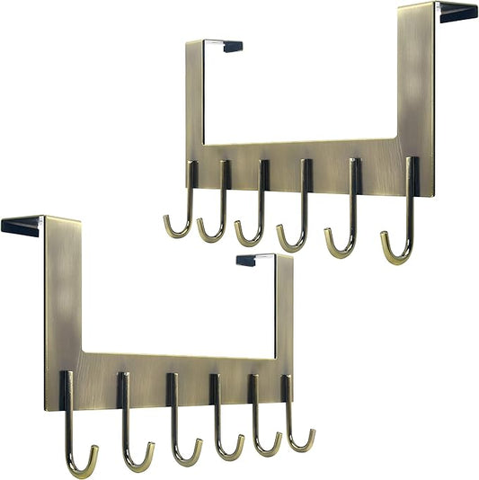 WEBI Over The Door Hooks for Hanging,Door Hanger,Over Door Towel Rack,Door Coat Rack for Towels,Hats,Back of Bathroom,Bronze,2 Packs