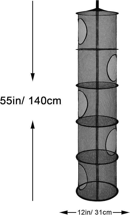 2Pcs Stuffed Animal Storage Foldable Stuffed Animal Net or Hammock Organizer, 5 Compartments Hanging Mesh Toy Storage Hammock for Kid Room Toys, Gloves, Hats, Socks, Black-NeatNest
