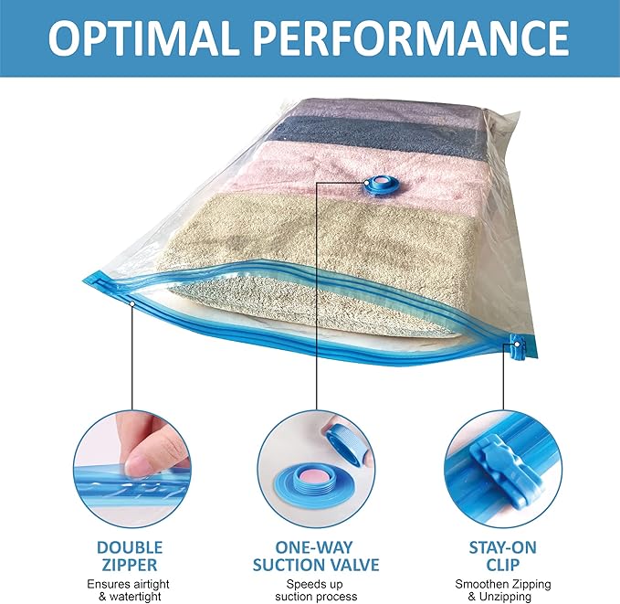 20 Pack Vacuum Storage Bags with Pump, Space Saver Vacuum Storage Bags, Vacuum Seal Bags for Clothing, Comfoters, Pillows, Blanket, Bedding-NeatNest