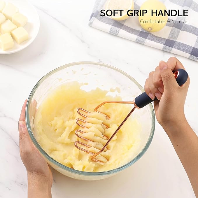 COOK WITH COLOR Kitchen Gadget Set Copper Plated Stainless Steel Utensils with Soft Touch Handles, Copper Navy, 10 Pieces-NeatNest