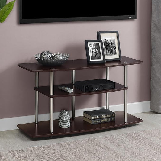 Convenience Concepts Designs2Go No Tools 3-Tier Wide TV Stand 42" - Entertainment Center for TVs up to 46 Inches, Modern TV Mount with Shelves for Living Room, Cherry-NeatNest