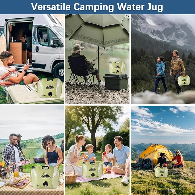 Camping Water Jug 2.1 Gallon Collapsible Water Container Portable Water Bag for Travel Outdoor Hiking BPA Free Lightweight (Beige (2.1Gal), 4)-NeatNest