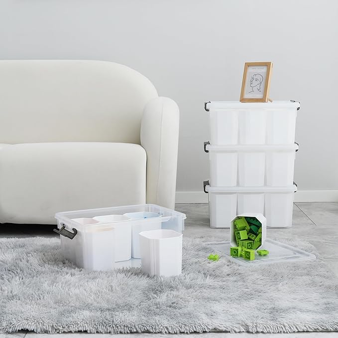 Citylife 17 QT Plastic Storage Bins Clear Storage Box with Lids Multipurpose Stackable Storage Containers for Organizing Tool, Craft, Crayon, 4 Packs-NeatNest