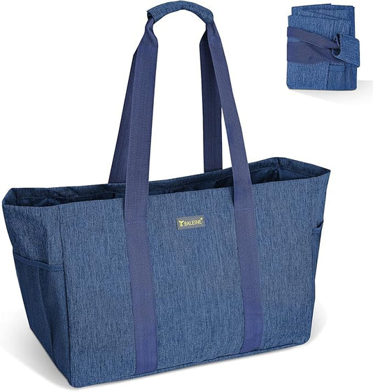 BALEINE Soft 9 Gallon Extra Large Utility Tote, Foldable Reusable Storage Bag (Denim Blue)-NeatNest