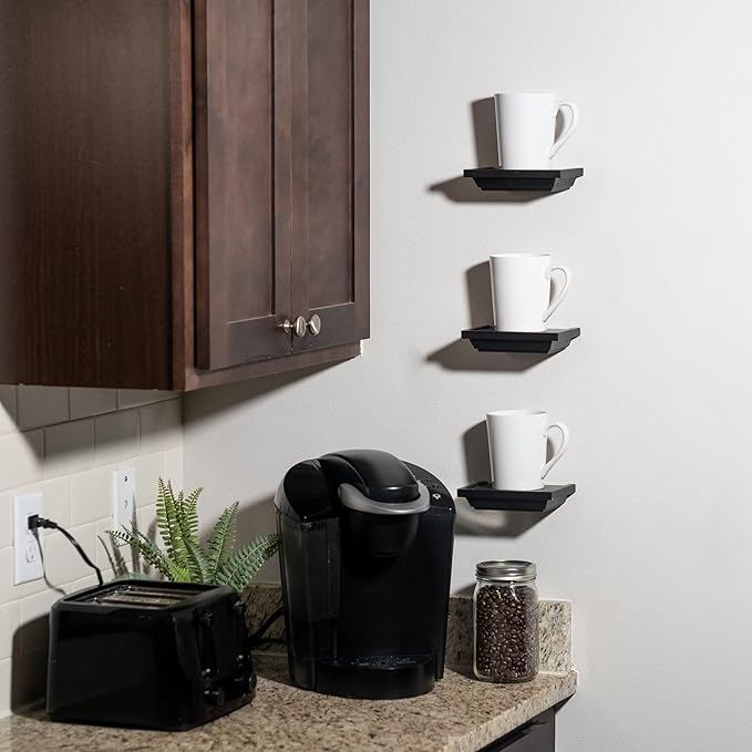 Floating Wall Shelves Mounted Set of 3, Small Decorative Home Decor for Bathroom, Living Room, Kitchen, Bedroom, and Office 6x4inches (Black, 3)-NeatNest