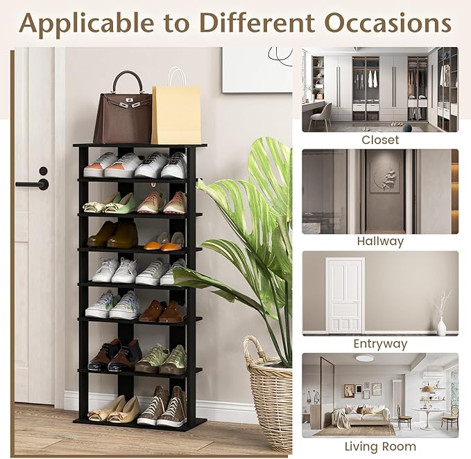 Tangkula 8-Tier Vertical Shoe Rack, Space-Saving Corner Shoe Organizer for 14 Pairs, Narrow Shoe Storage for Entryway, Front Door, or Closet-NeatNest