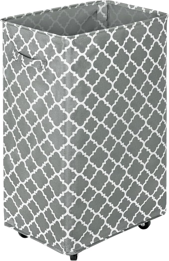 WOWLIVE Large Rolling Laundry Basket Wheels 90L Collapsible Tall Laundry Hamper Handle Foldable Dirty Clothing laundry storage organizer Fold up Rectangular Hampers for Laundry Dorm Room (Grey3)