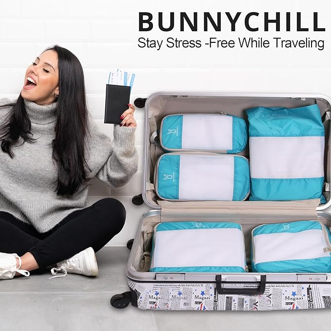Expandable Compression Packing Cubes for Suitcases,6 Set Lightweight Compressible Travel Packing Organizer for Carry on Suitcase,Organizer Bags Set as Travel Essentials for Women-NeatNest