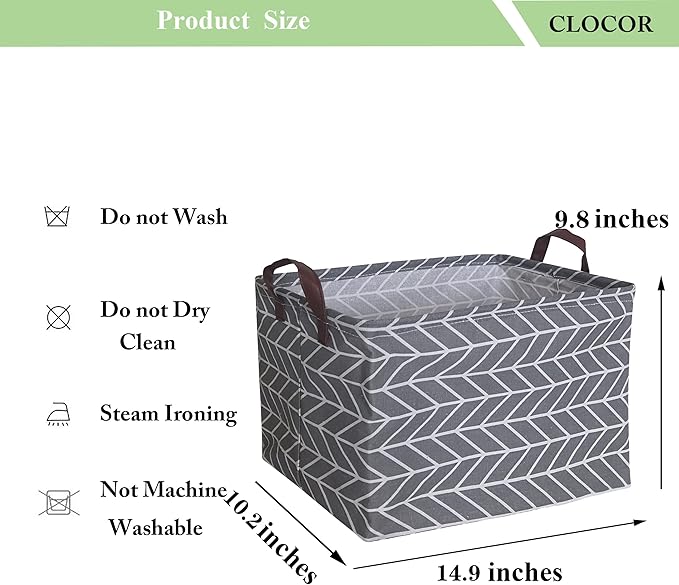 CLOCOR Rectangular Storage Basket,Collapsible Cute Pattern Storage Bin,Waterproof Coating Storage Box with Handles for Home Organization,Shelf Basket (Arrow)-NeatNest