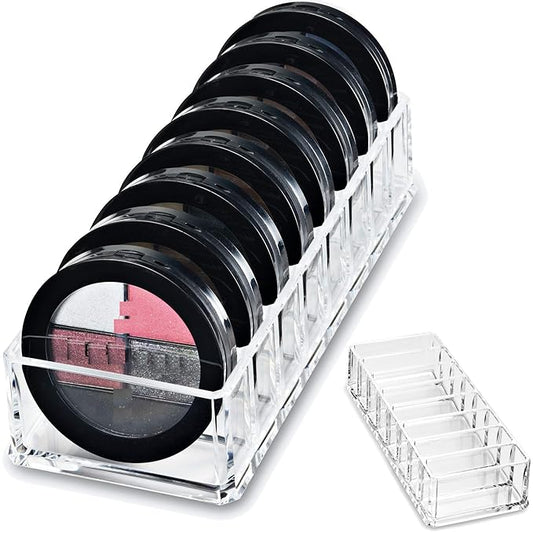 byAlegory Acrylic (Bronzer, Highlighter, Powder, Blush) Compact Makeup Organizer | 8 Space Cosmetic Storage (CLEAR)-NeatNest