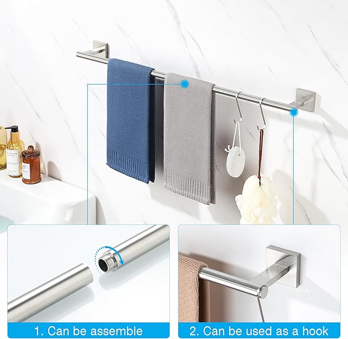 Towel Bar for Bathroom, 32 Inch Towel Rack Wall Mounted, SUS304 Stainless Steel Heavy Duty Towel Holder for Bathroom Laundry Room Hotel Modern Home Decor