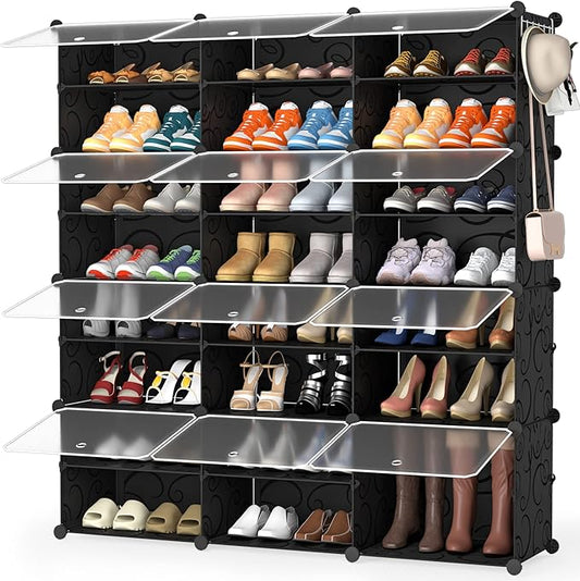 HOMIDEC Shoe Rack Organizer, 8 Tier Shoe Storage Cabinet 48 Pair Plastic Shoe Organizer Shelves for Closet Hallway Bedroom Entryway-NeatNest