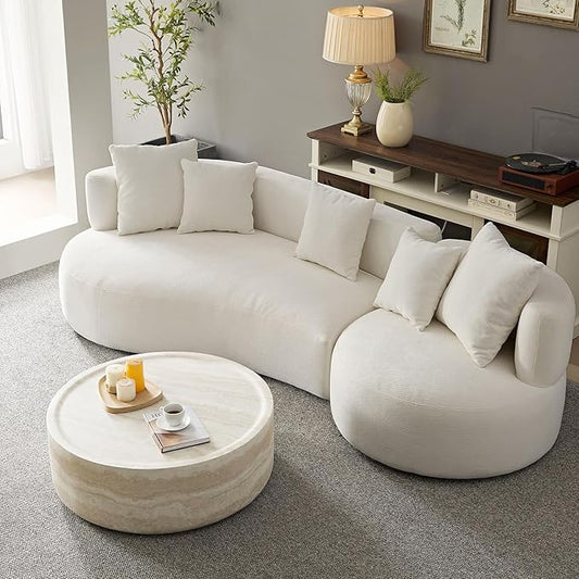 kevinplus ø39.3'' Round Coffee Table for Living Room, Modern Drum Circle Coffee Table Side Table End Table, Fiberglass Material, No Assembly (Mars Texture, ø39.3'' x 11.8'')