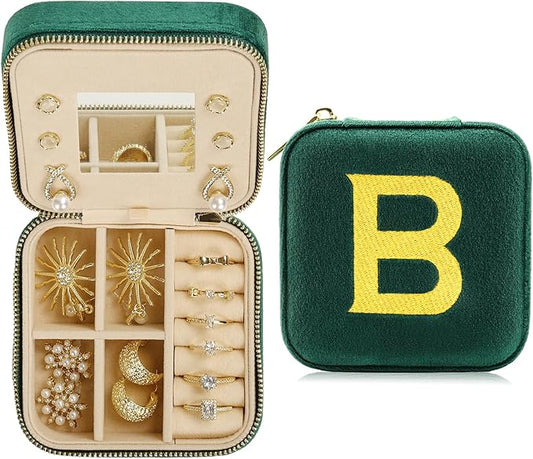 Jenria Mothers Day Gifts for Mon, Travel Jewelry Case for Women, Jewelry Organizer, Jewelry Box, Unique Gifts, Personalized Gifts for Her, Birthday Gifts for Mom, Teen Girl, Girlfriend, Green, B-NeatNest
