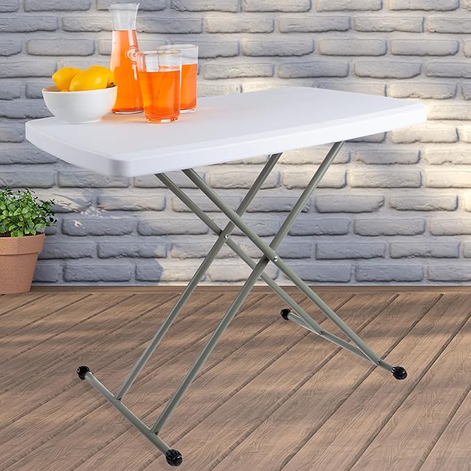 Everyday Home Folding Table - Lightweight Portable Folding Desk - Small Plastic Table for Camping, Playing Cards, and Crafting (White)-NeatNest