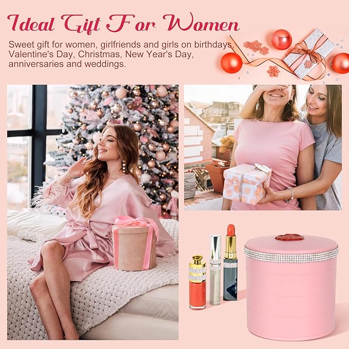 CONBOLA Jewelry Holder Organizer, Christmas Gifts Ideas for Women, Small Jewelry Storage Box Earring Holder, 5-Layer Rotating Jewelry Storage Tray with Lid for Bracelets Rings Bracelets-NeatNest