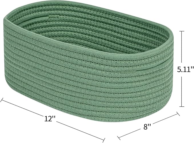CubesLand Cube Shelf Closet Storage Baskets Bins Set 2,Woven Basket for Organizing/Storage,Long-lasting &Skin-friendly Toy Storage Basket Bin,Stylish Room Decor Basket,Cotton Rope Basket Green-NeatNest