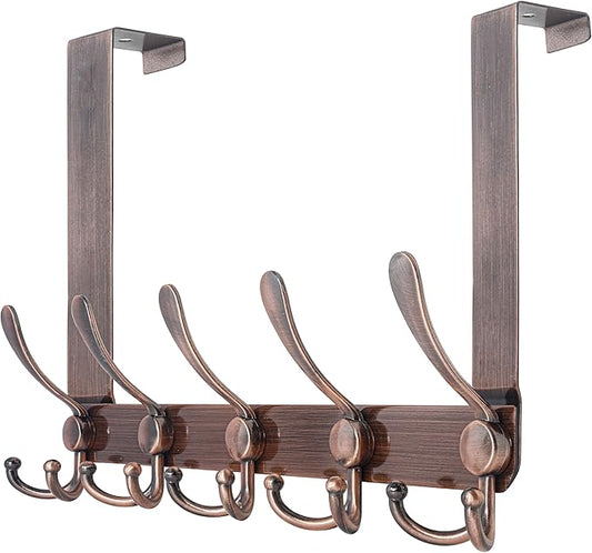 WEBI Over The Door Hooks for Hanging,Door Hanger,Over The Door Towel Rack,Long Door Coat Hanger,Door Coat Rack for Clothes,Towels,Back of Bathroom,Antique Copper