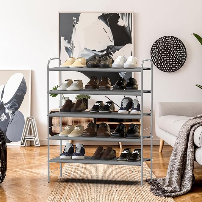 Simple Houseware 5-Tier Shoe Rack Storage Organizer, Grey-NeatNest