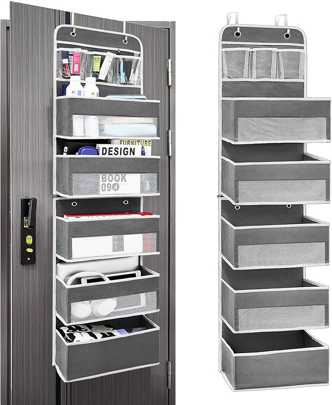 Bathroom Organizers and Storage, 6 Shelf of Reinforcement Anti-Tilt can Bear 44lb Closet Organizers and Storage, Suitable for Bedroom, Pantry, Kitchen, Bathroom, Dark Grey, 6 Shelf-NeatNest