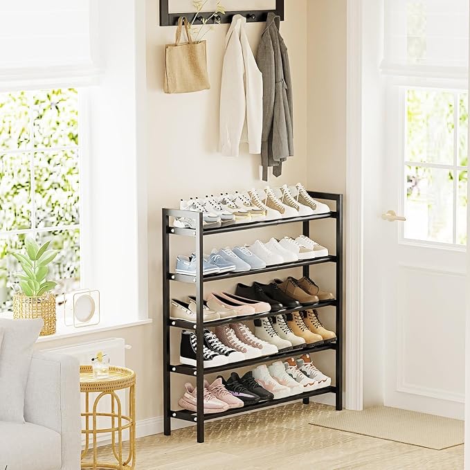 Mavivegue Expandable Shoe Rack, 4-Tier Shoe Organizer for Closet, Adjustable Shoe Rack for Front Door Entrance, Entryway-NeatNest