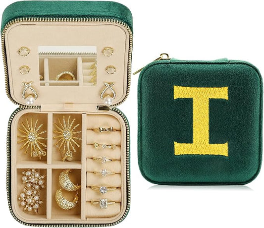 Jenria Mothers Day Gifts for Mon, Travel Jewelry Case for Women, Jewelry Organizer, Jewelry Box, Unique Gifts, Personalized Gifts for Her, Birthday Gifts for Mom, Teen Girl, Girlfriend, Green, I-NeatNest