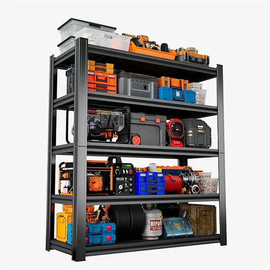 Heavy Duty 5-Tier Shelving Unit 2500LBS Capacity - Adjustable Steel Garage Shelves for Warehouse, Basement Storage(63''H x 39.4''W x 15.7''D)-NeatNest