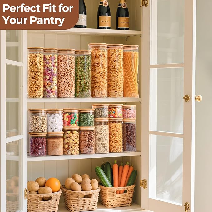 ComSaf 0.6 Qt Glass Food Storage Jars Set of 9, Clear Glass Storage Containers with Lids, Pantry Organization Jar, Spice, Blooming Tea, Oat, Coffee and Sugar Container, Small Canister Set for Kitchen-NeatNest