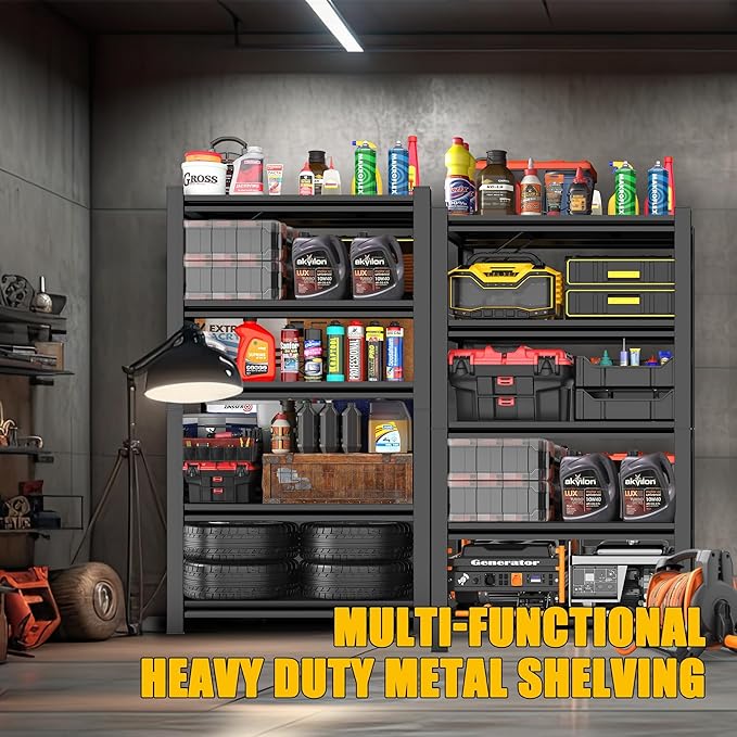 63" Heavy Duty Garage Shelving, 5-Tier Adjustable Storage Shelf, 2000lbs Capacity for Kitchen Garage Warehouse Organization-NeatNest