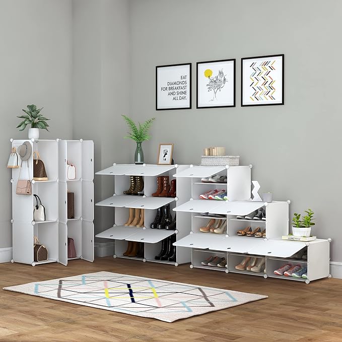 HOMIDEC Shoe Rack, 6 Tier Shoe Storage Cabinet 24 Pair Plastic Shoe Shelves Organizer for Closet Hallway Bedroom Entryway-NeatNest