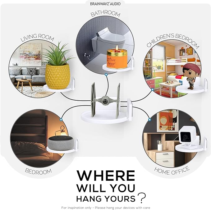 BRAINWAVZ 4” Small Floating Shelf, Adhesive & Screw in, for Bluetooth Speakers, Cameras, Plants, Toys, Books & More, Easy to Install Shelves Wall Mount (White)-NeatNest